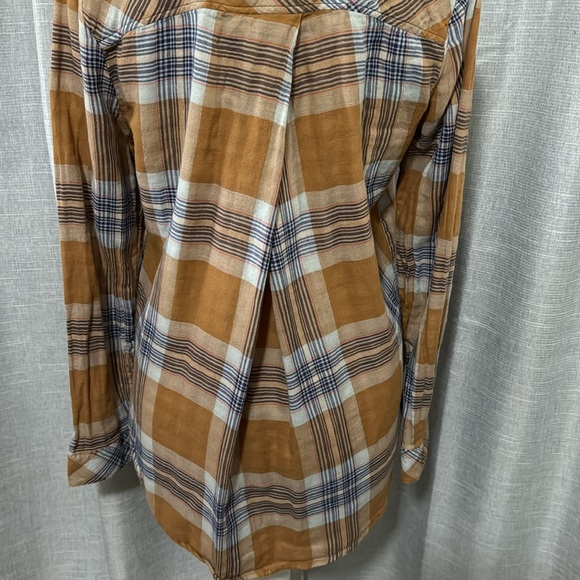 Thread & Supply Button up Shirt-Wmns Sz M-Brown Toned Plaid-Cotton-EUC - Picture 10 of 16